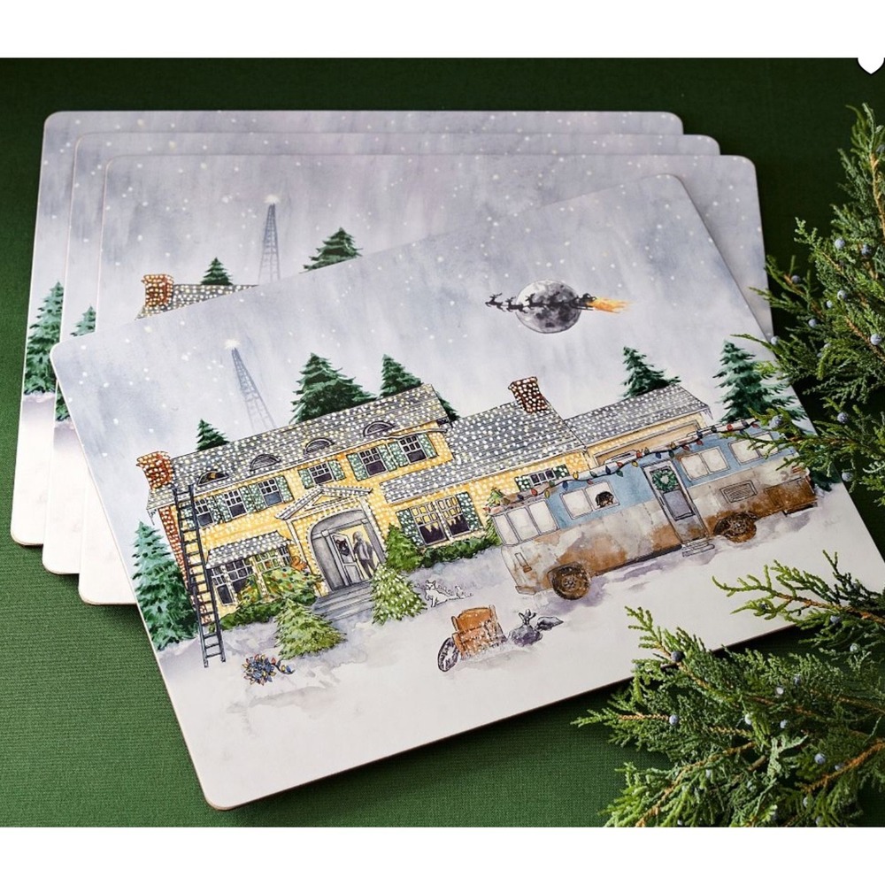 Pottery Barn National Lampoon Christmas Vacation Set Of 4 Placemats New SO NICE!